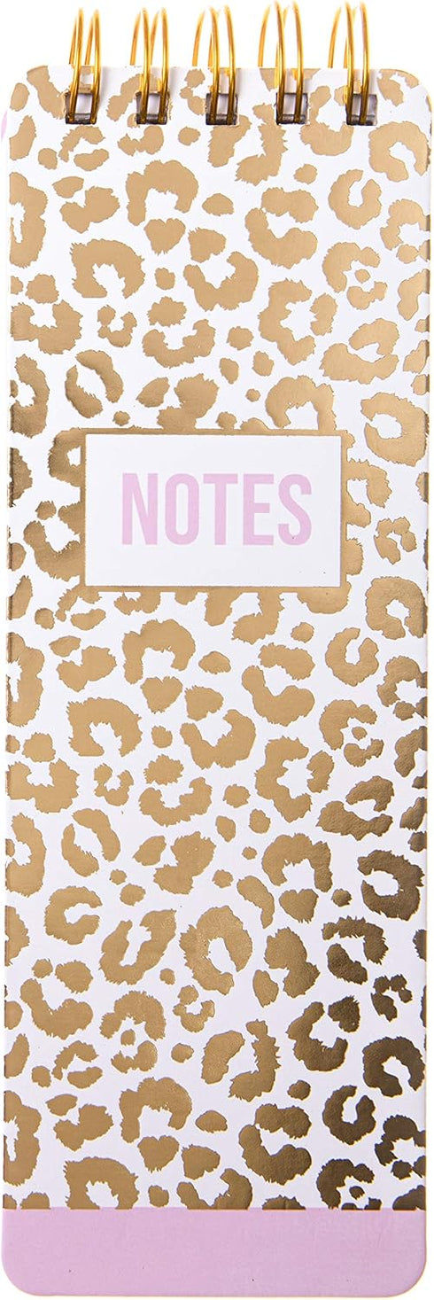 Graphique Reporter Journal, Cheetah, Embellished Gold Foil Portable Notebook, 150 Lined Sheets, 3" x 8.75"