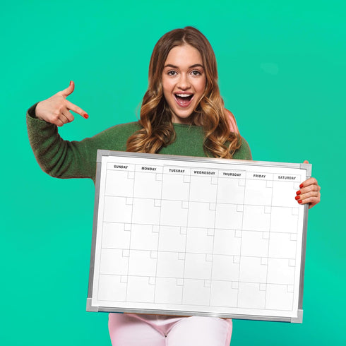 Flipside Framed Calendar Dry Erase Board, 24 x 18, White Surface with Silver Aluminum Frame