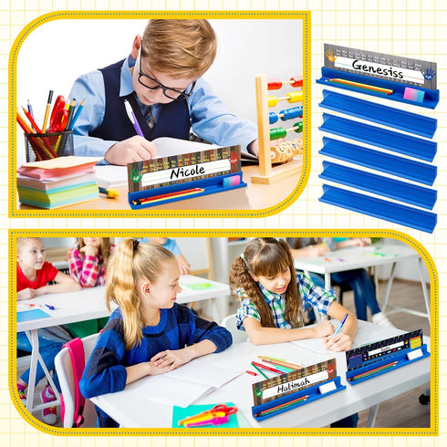 PerKoop Classroom Desk Name Plates Holder, Index Cards Storage Kids Desk Accessories Desktop Helper Prop and Park