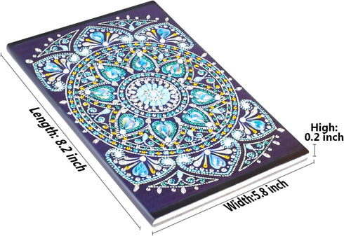 Diamond Art Painting Cover Notebook, DIY Diamond Art Diary Book, 108 Pages/54 Sheets A5 Ruled Blue