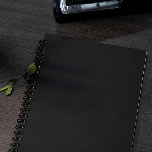 DSTELIN Blank Spiral Notebook, 10 inch x 7.5 inch, 100 Pages / 50 Sheets, Soft Cover Sketch Book, 100GSM, Black, 1-Pack