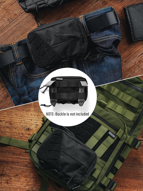E4.0 TACTICAL GEEK Block EDC Compact Waist Pouch, Utility Pocket Organizer with Elastic Cord, Nylon Dual-Directional