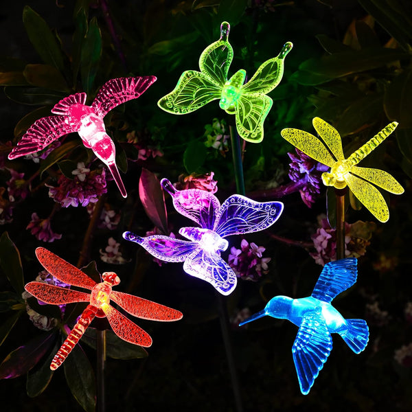 SOLPEX Solar Garden Lights, 6 Pack Solar Butterfly Lights Outdoor Decorations, Multi-Color