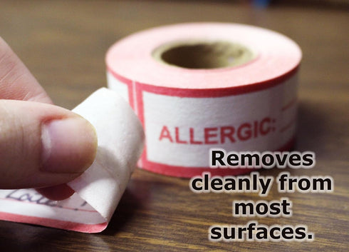 ChromaLabel 1 Inch Allergic Write-in Tape, Red and White Imprint, 500 Inch Roll