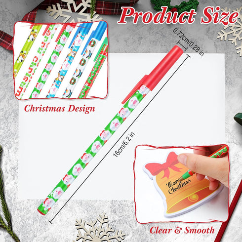 Cholemy 36 Sets Christmas Notepad Holiday Ballpoint Pens with Ribbon, Winter Holiday Theme Sticky Note Set