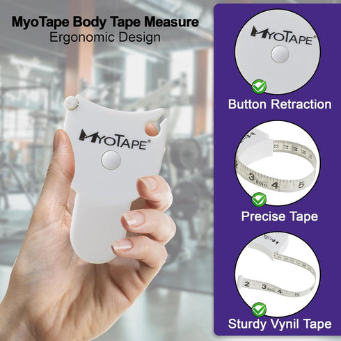 MyoTape Body Measure Tape - Arms Chest Thigh or Waist Measuring Tape for Personal Trainer or Home Fitness Goals