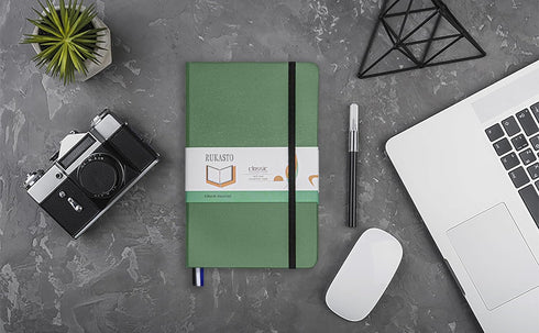 Hardcover Notebook Blank Journal Sketchbook for Drawing, Medium 5.5 by 8.4 Inch, 100 GSM Thick Paper in Green