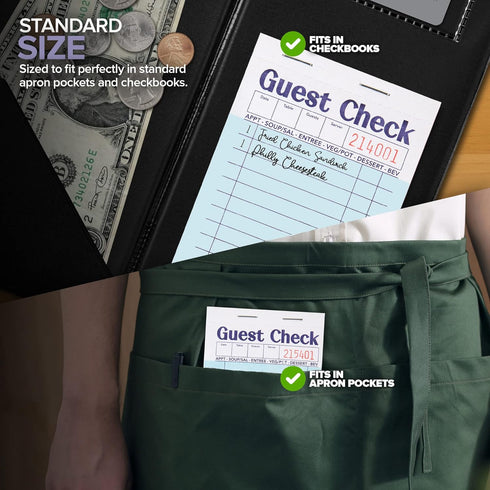 (20 Pack) 1000 Stock Your Home Blue Guest Check Books for Servers Server Note Pads, Waiter Checkbook, Food Receipt