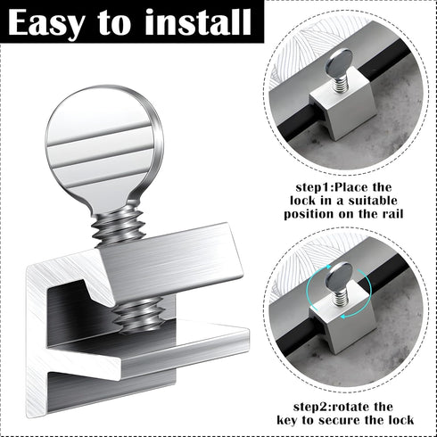 4 Pack Sliding Window Locks Adjustable Aluminum No-Drill Security Locks for Sliding Windows & Doors
