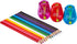 Bostitch Office Pencil Sharpener - Twist-N-Sharp, 3-Pack with 12 Colored Pencils for Kids Activities