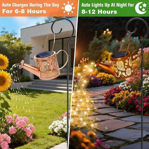 Solar Watering Can Lights, Sunflower Decorative Hanging Lantern Solar Lights Outdoor Waterproof, Gifts for Mom Women