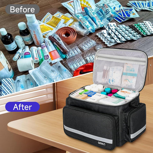 LEFORZ Home,Travel(11.75 7.6 8 inch) Small Medical Bag,First Aid Bag Empty,Home Health Nurse Storage,Pill Bottle