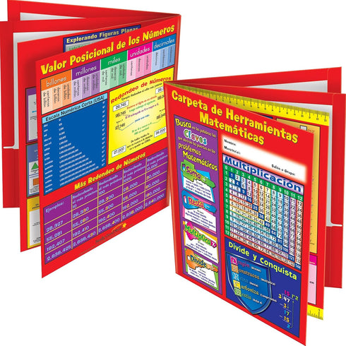 Really Good Stuff Spanish Math 4-Pocket Folders, Intermediate, 12 Folders