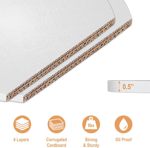 8, 10 12 Inch (9 Pack) 1/2" Cake Board Drums & in White, Gold & Black Color | Thick CakeBoard Circle Rounds + Free Prop