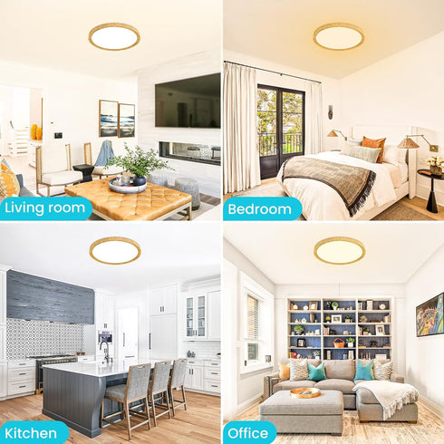 12Inch 28W 3200lm 3000K-6500K 1 Pack libtit Wood LED Flush Mount Ceiling Light, Brightness, Adjustable Color Temp |