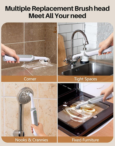 KH6A IPX7 5 kHelfer Rechargeable Electric Grout Brush with Built-in Battery, Upgraded Stainless Steel Wire Power Brush