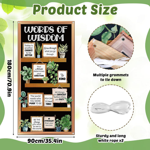 Summer School Classroom Door Decor Plant Motivational Bookshelf Door Cover Words of Wisdom Door Banner Inspirational