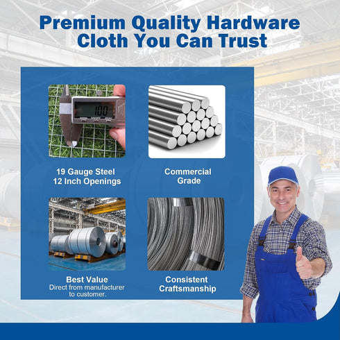 1/2" 1/2" 16 50 19 Hardware Cloth x in x ft, Gauge Chicken Wire Fence, Welded Wire Fencing Mesh Roll with Cutting Plier