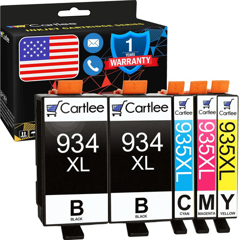 Cartlee 5 Pack Compatible Ink Cartridges for HP 934 935 934XL 935XL for OfficeJet Pro 6830 6230 6835