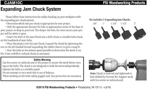 PSI Woodworking CJAM10C Set, 5-Pieces Expanding Jam Chuck