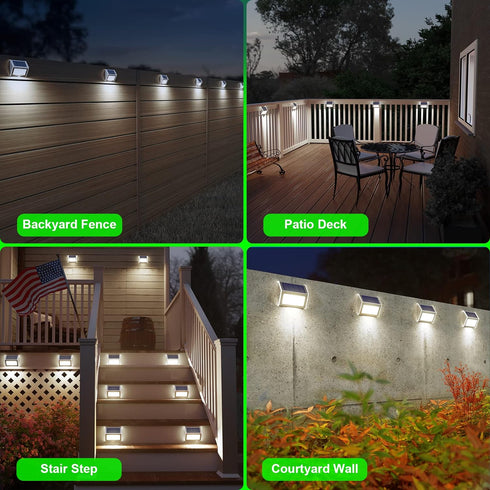 3LED 6 Pack JSOT Outdoor Solar Lights - Solar Powered Deck Lights Waterproof Light for Fence Post Light Outside