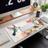 Desk Mat, Pink Flowers and Colibri Birds, XXL Extended Large Gaming Mouse Pad, Non-Slip Rubber Base, 35.4"X15.7"