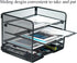 SETTFRFE 4-Tier Mesh Paper Letter Tray, Desk Organizer with Sliding Drawer, Black Office Supplies for Home Office