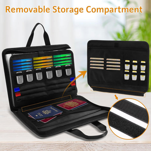 Important Document Organizer Folio, Fireproof Accordion File Folder with Zipper, 13 Pockets for Office Travel