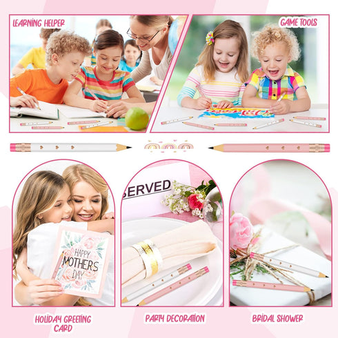 CHENGU 48 Pcs Half Pencils with Eraser, Mini Pencils for Wedding Party Favors