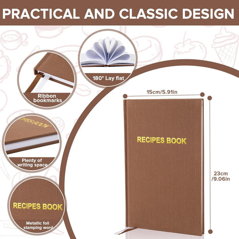 Elegant Hard Cover Recipe Journal – Blank Recipe Book for Personal Culinary Creations – Perfect Cookbook for Organizing and Writing Your Own Recipes (BROWN)