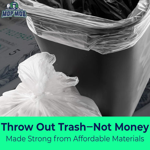 4 100 Count, Leak-Proof Clear Gallon Trash Can Liners, Coreless Roll, No Mess Disposal, Guaranteed for Life