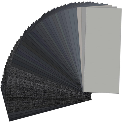 Sand Paper, 48 PCS Assorted Grit Sandpaper Sheets 120 to 5000, 9 x 3.6 Inch Premium Wet Dry Sandpaper for Wood, Metal,