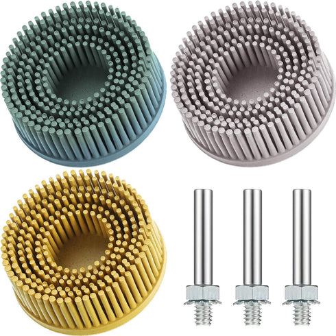 Mudder 3 Pieces 2 Inch Coarse Bristle Disc Attachment for Abrasive Coating Removal with 1/4 Inch Round Shank