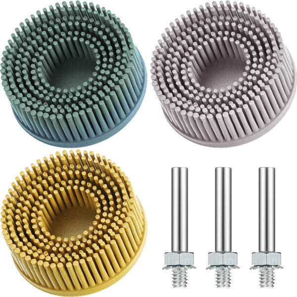 Mudder 3 Pieces 2 Inch Coarse Bristle Disc Attachment for Abrasive Coating Removal with 1/4 Inch Round Shank