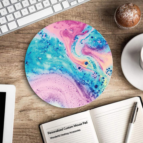 Mouse Pad, Non-Slip Rubber Base with Stitched Edge, Small Gaming Round Mouse Pad, 7.87 x 7.87 Inch