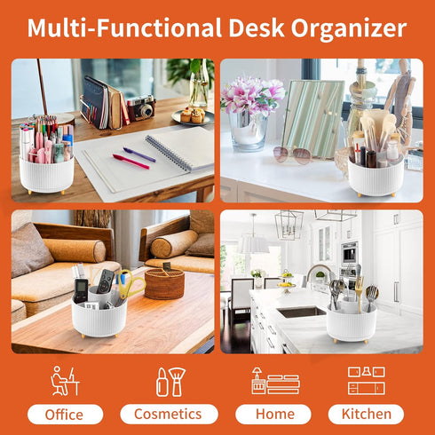 Desk Pencil Pen Holder, 5 Slots 360°Degree Rotating Organizer for Office, School, Home, Art Supply
