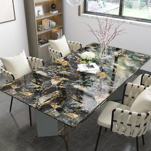 17.7''x100'' Slate Gold Glossy Marble Contact Paper for Countertops, Waterproof Peel and Stick Vinyl Wallpaper