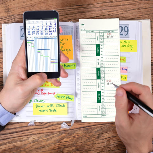 Chuangdi 1000 1 3.5 9 Inches Pieces Time Cards Side Time Clock Cards x Green Print Time Sheets for Employees Weekly