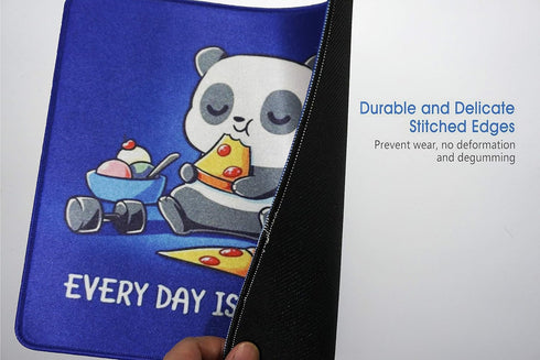 Cute Panda Mouse Pad, 12x10 Inches Office Gaming Anime Eating Pizza Mousepad