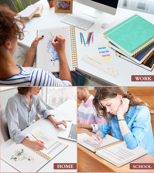 Spiral Notebook Journal 8.5” x 11”, 300 Pages Hardcover Leather Lined for Women Men, Olive Green