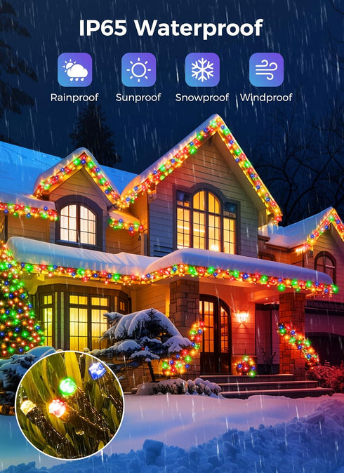 2 Pack 80FT 200 8 Minetom Solar String Lights Outdoor, Total LED String Lights Solar Powered with Lighting Modes