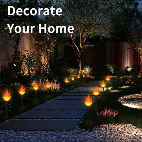 ALENEY 6.2Ft 10 Christmas Light Solar Lights Outdoor, Cute Flame Light String with Stake, Waterproof LED Garden Decor