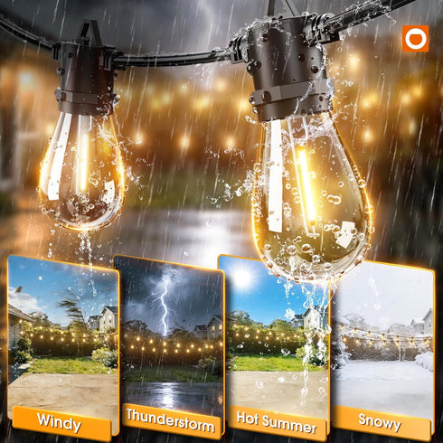54FT(48+6) Dimmable Bulbs 20+Hrs addlon Solar String Lights Outdoor Waterproof with USB Charging & Remote Control
