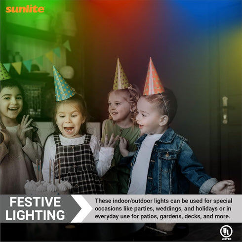 Sunlite 40975 LED S14 String Light Bulb, 2 Watts (25W Equivalent), Medium E26 Base, Transparent, 6 Count