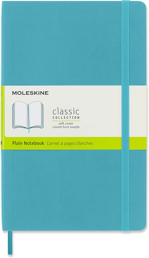 Moleskine Classic Notebook - Soft Cover, Large (5" x 8.25") Plain/Blank, Reef Blue, 192 Pages