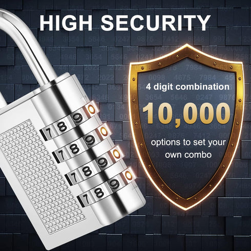 ZHEGE 4 Digit Padlock for Gym Locker, School, Employee, Outdoor, 2 Pack, Silver