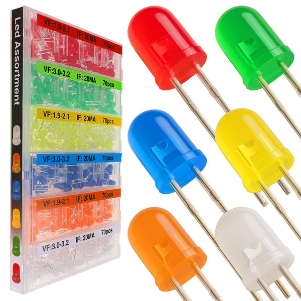EEEEE 420pcs 6 Colors 5mm LED Diode Assortment LED Light Kit Box
