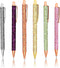 Gullor 6 Pieces Glitter Metal Black Ink Retractable Ballpoint Pen - Bling Rose Gold Clip for Office