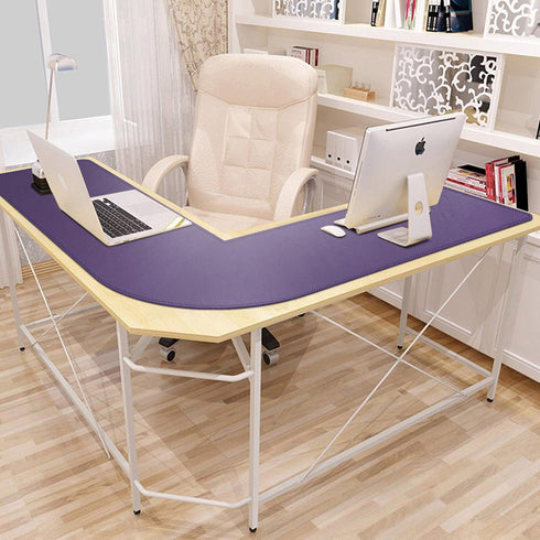 Mydours L-Shape Desk Pad, XXL Large Gaming Mouse Pad 54" L x 54" L x 16" W, Purple PU Leather for Home and Office