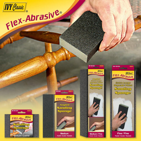 IVY Classic 42040-6 6-Pack Medium/Fine Drywall XL Sanding Sponge, Flex-Abrasive